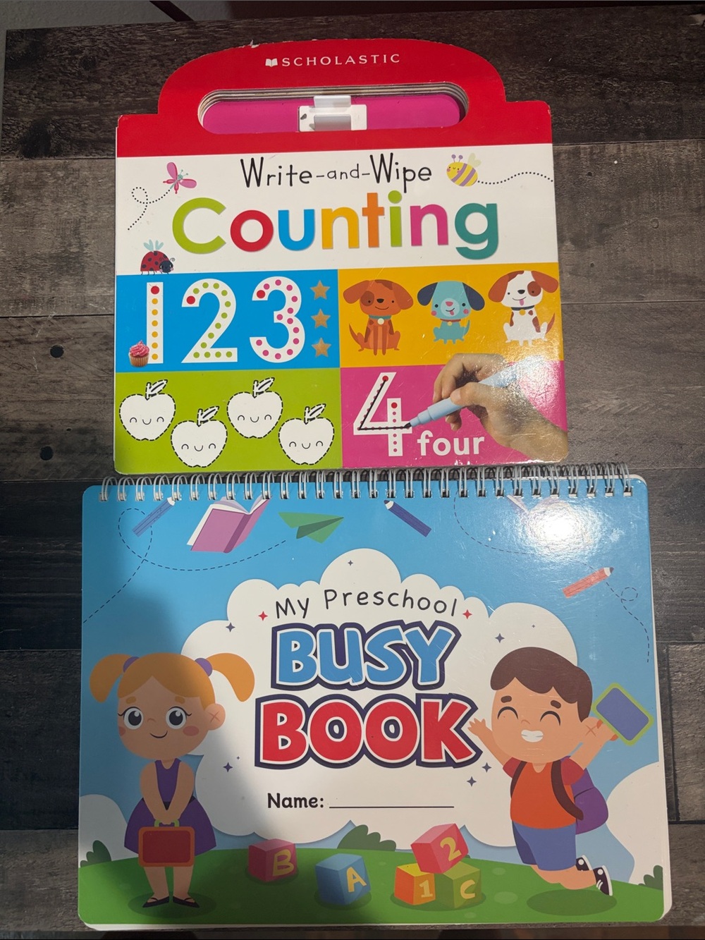 Scholastic Pink and Blue Write-and-Wipe Counting Flip Book
